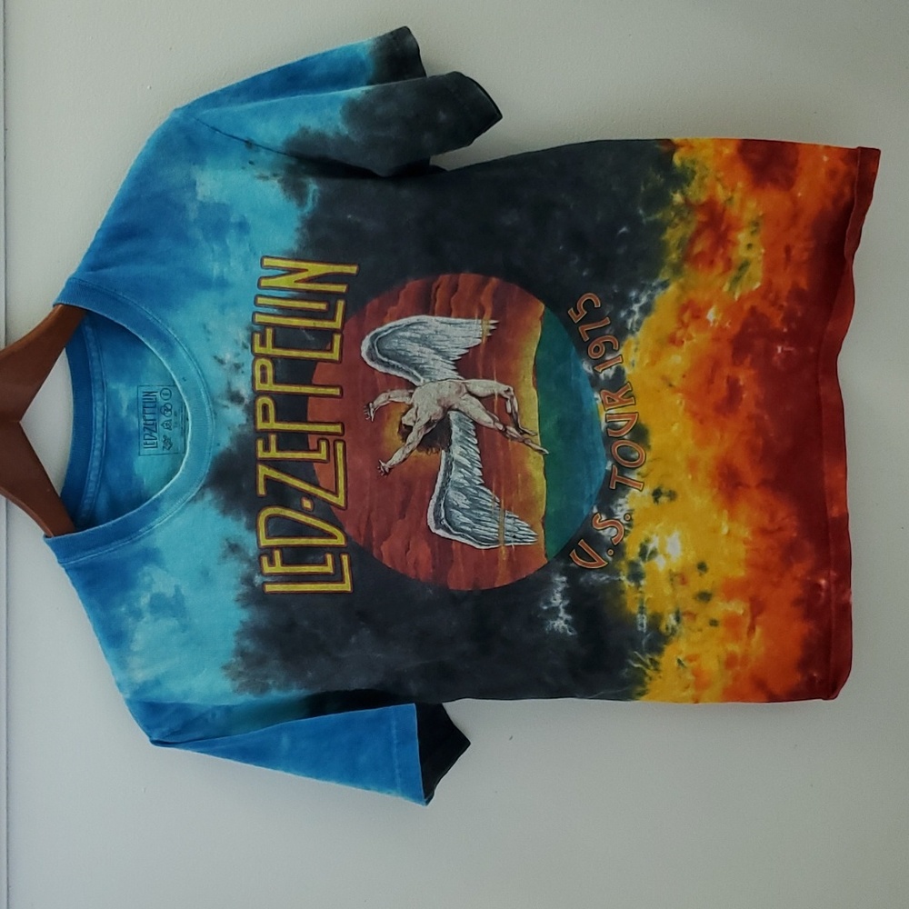Led Zeppelin US Tour 1975 Graphic Band Tee Size Small Tie Dye Pattern